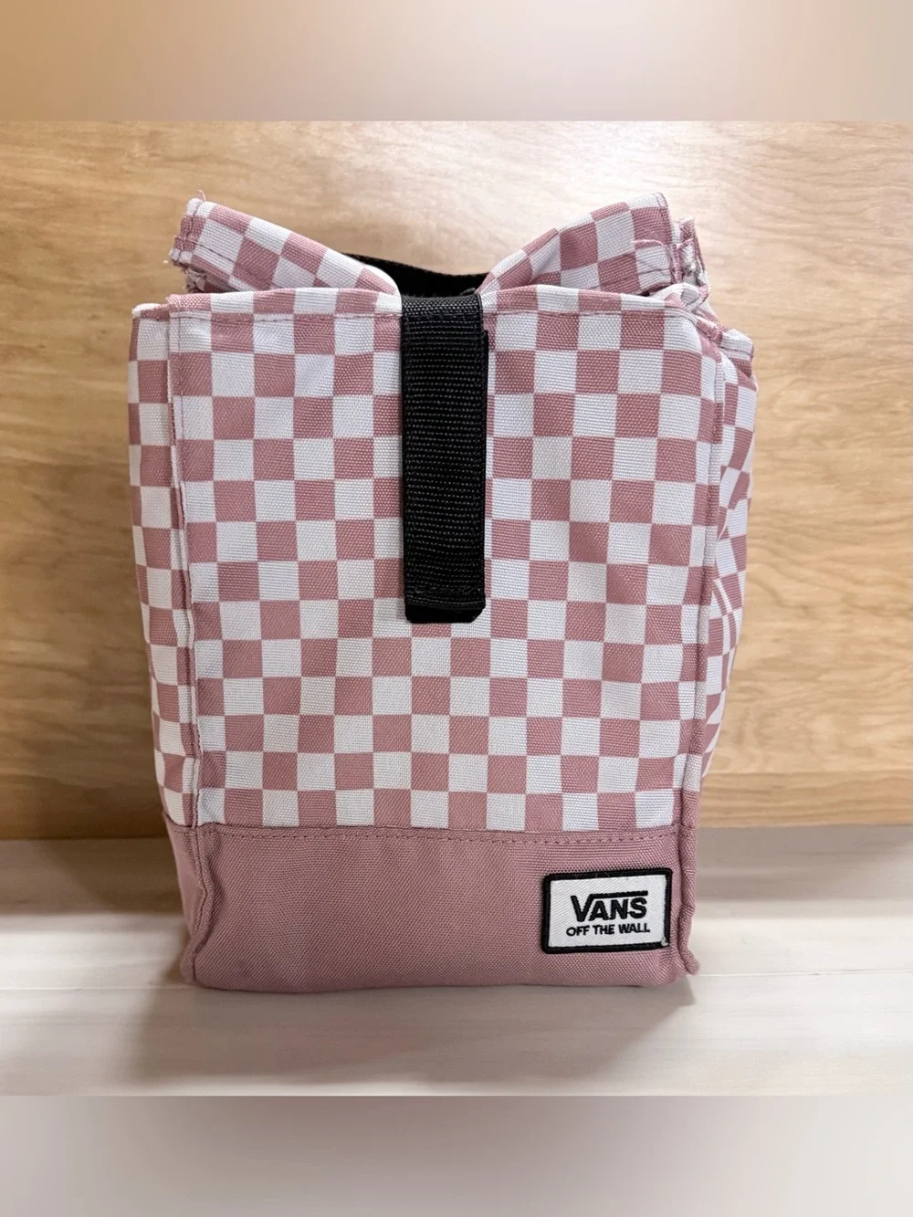 ✅ Vans Rose/White Checkerboard Insulated Lunch Bag w/ Velcro closure